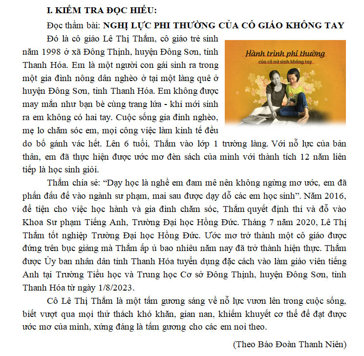 Đề thi cuối kì I môn Tiếng việt lớp 5